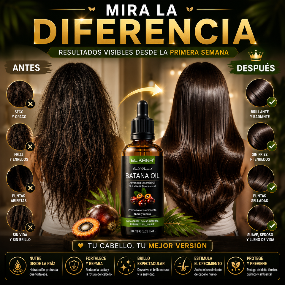 ✨ Recupera un Cabello Más Fuerte, Brillante y Hermoso Desde la Primera Semana - Batana Oil ELIKANA™