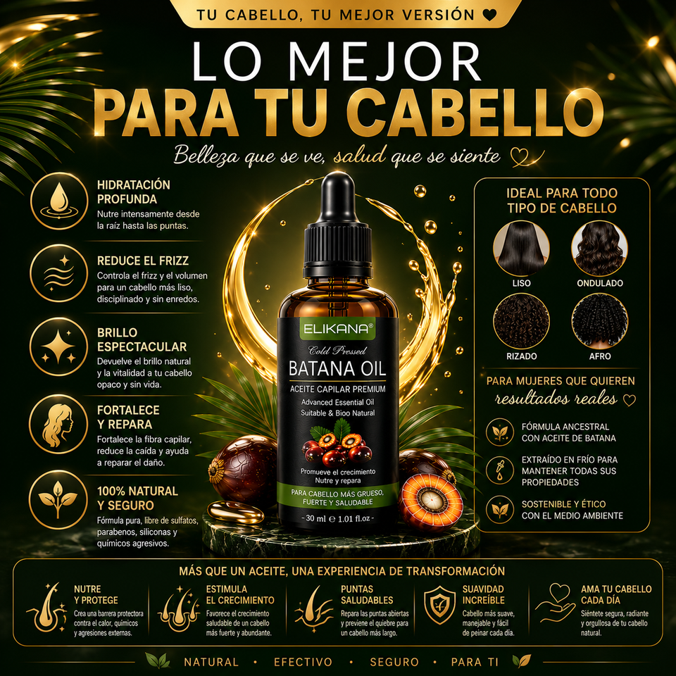 ✨ Recupera un Cabello Más Fuerte, Brillante y Hermoso Desde la Primera Semana - Batana Oil ELIKANA™